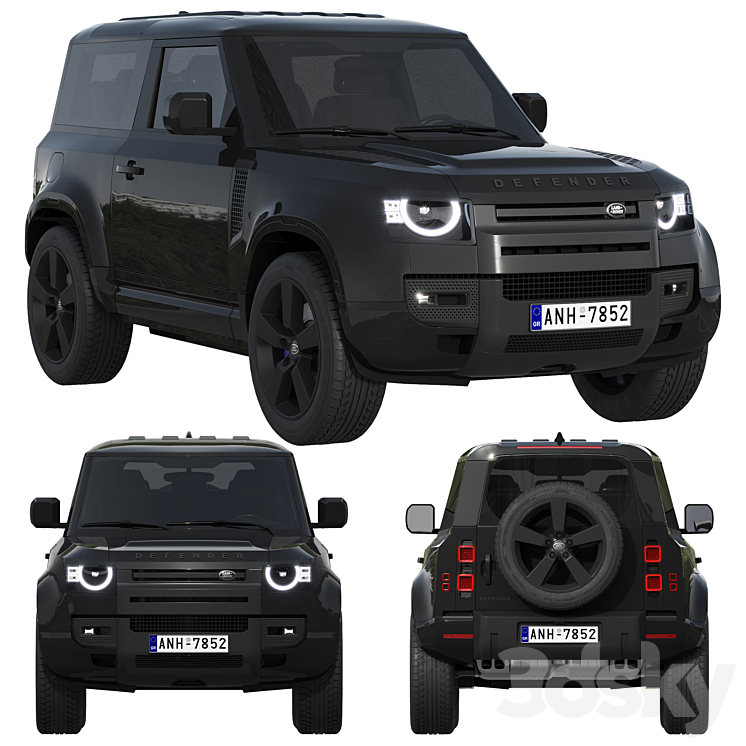 Land Rover Defender 90 V8 2022 3DS Max Model - thumbnail 1