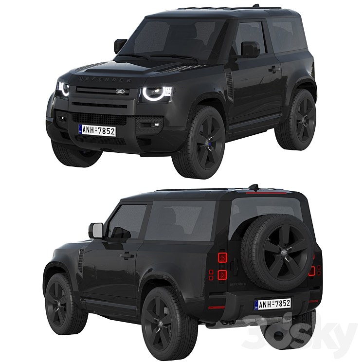 Land Rover Defender 90 V8 2022 3DS Max Model - thumbnail 2