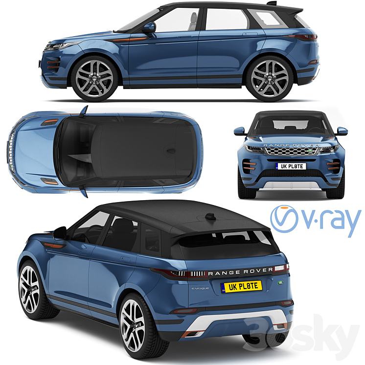 Land Rover Range Rover Evoque R-dynamic 2019 3DS Max - thumbnail 2