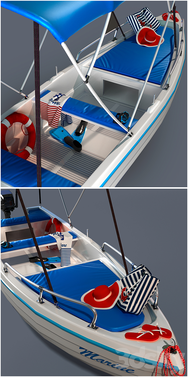 Leisure boat 3DS Max Model - thumbnail 2