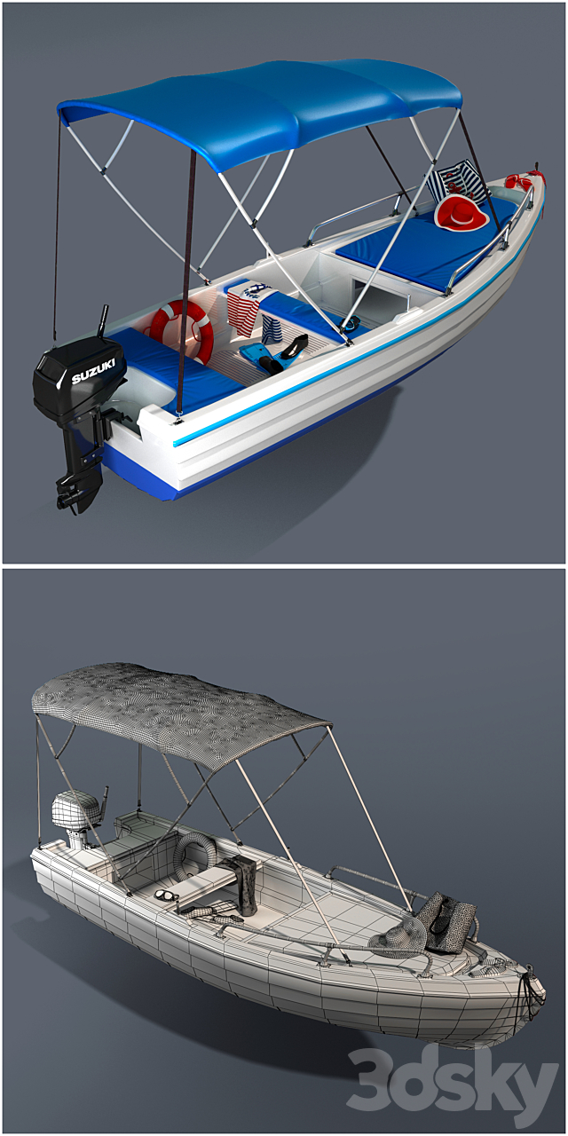 Leisure boat 3DS Max Model - thumbnail 3