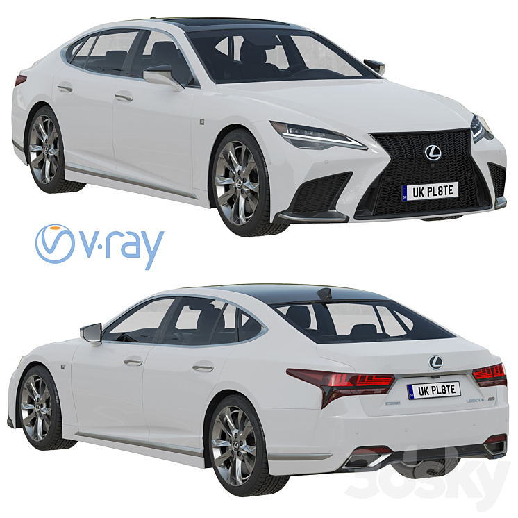 LEXUS LS F-Sport 2022 3DS Max Model - thumbnail 1