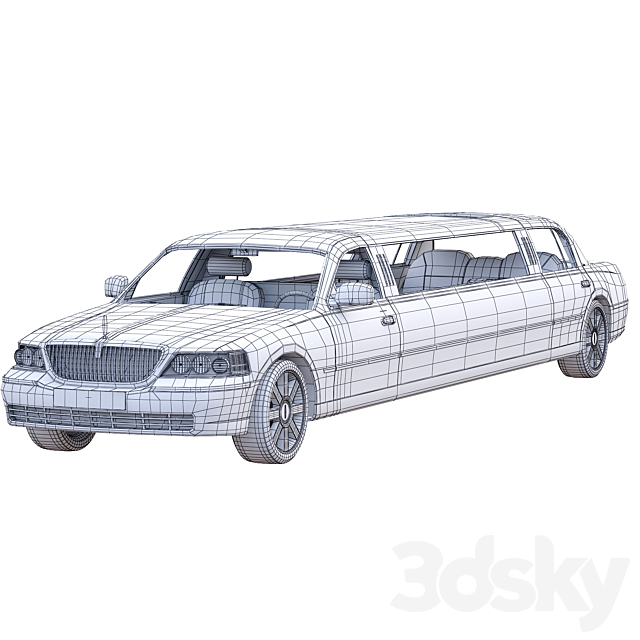 Lincoln Town Car limousine 3DS Max Model - thumbnail 5