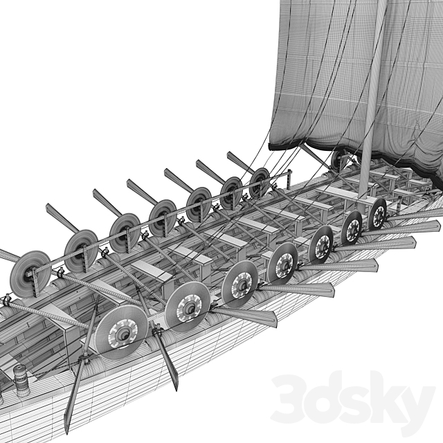 Lusorie Boat 3DS Max Model - thumbnail 3