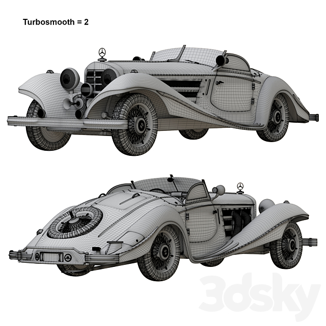 Mercedes 540K Roadster 3DSMax File - thumbnail 4