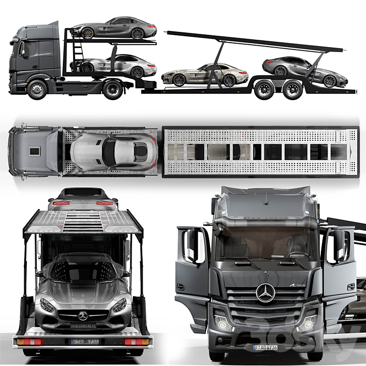 Mercedes actros 3DS Max - thumbnail 2