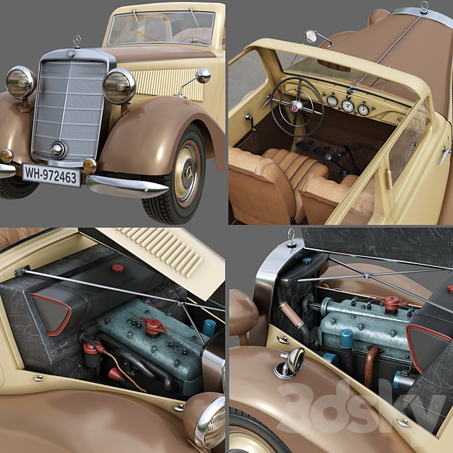 Mercedes-Benz 170V 1936 3DS Max Model - thumbnail 3