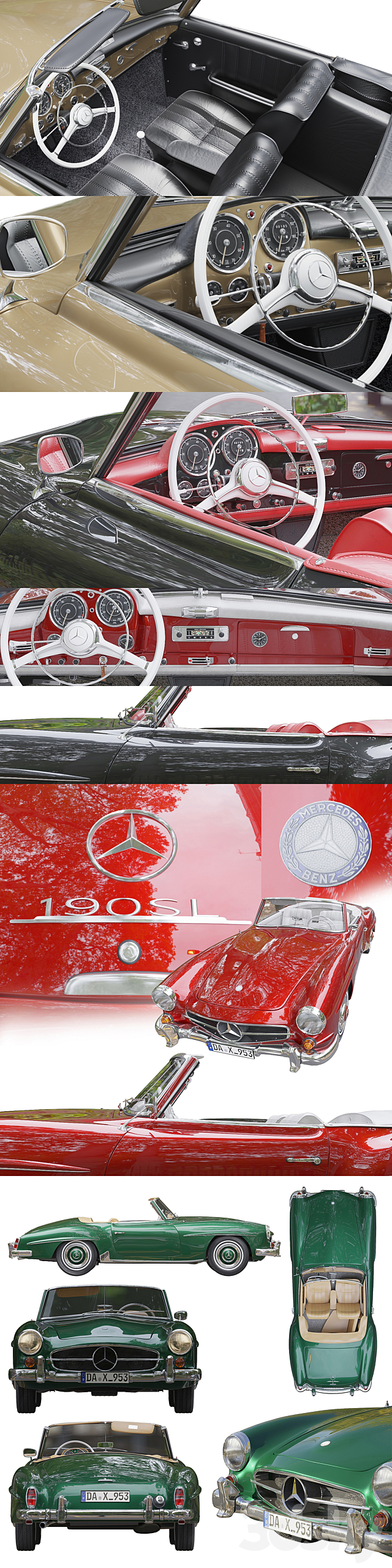 Mercedes Benz 190 SL 3DS Max Model - thumbnail 2