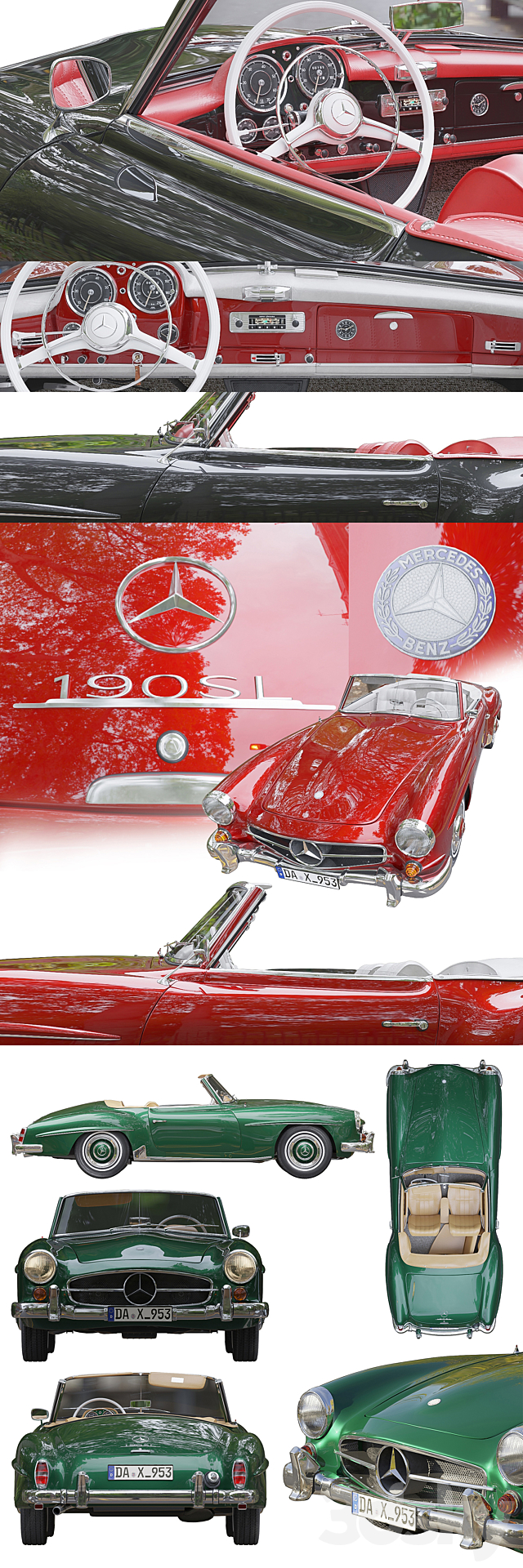 Mercedes Benz 190 SL 3DS Max Model - thumbnail 2