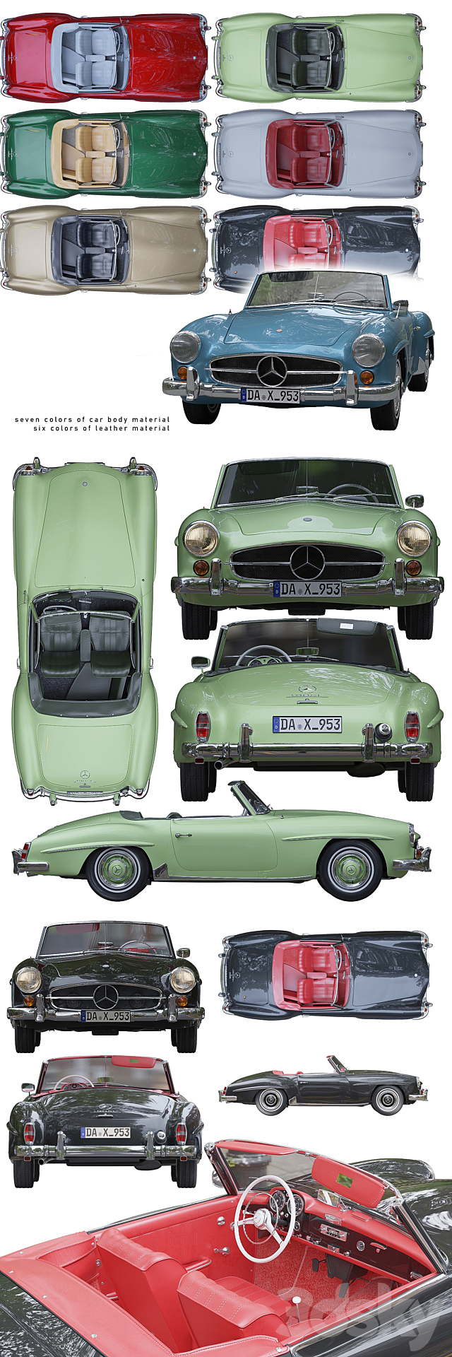 Mercedes Benz 190 SL 3DS Max Model - thumbnail 4