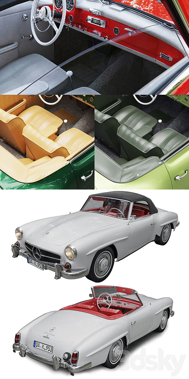 Mercedes-Benz 190 SL + (Corona) 3DS Max Model - thumbnail 4