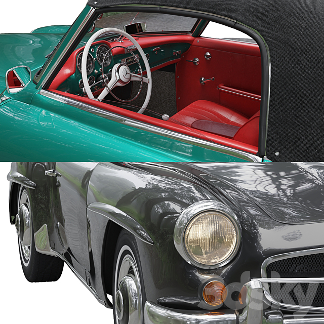 Mercedes-Benz 190 SL + (Corona) 3DS Max Model - thumbnail 5