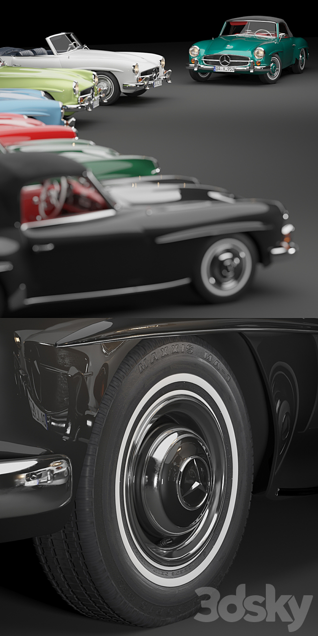 Mercedes-Benz 190 SL + (Corona) 3DS Max Model - thumbnail 6