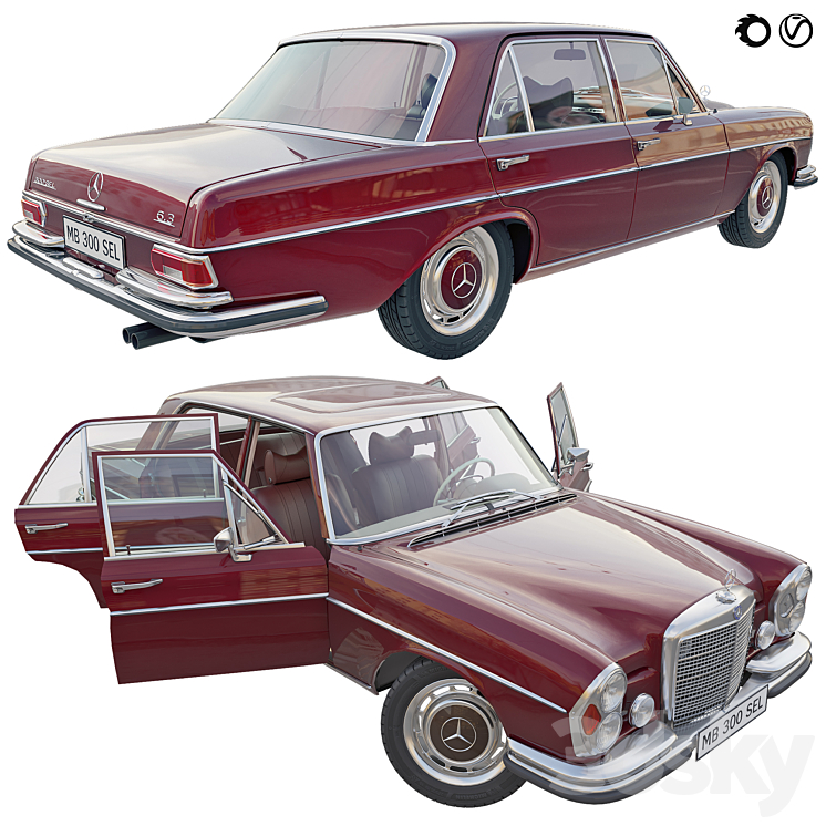 Mercedes benz 300 sel 3.6 3DS Max Model - thumbnail 1