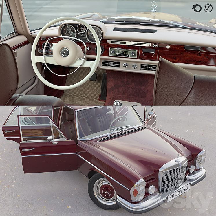 Mercedes benz 300 sel 3.6 3DS Max Model - thumbnail 2