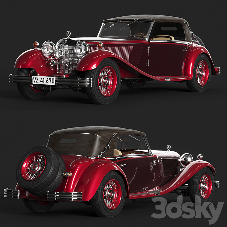 Mercedes Benz 380 Cabriolet 3DS Max - thumbnail 1