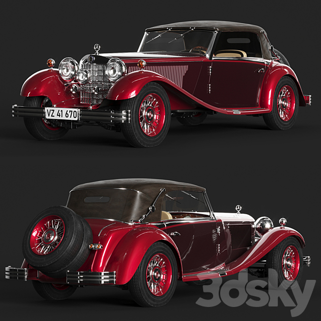 Mercedes Benz 380 Cabriolet 3DSMax File - thumbnail 1