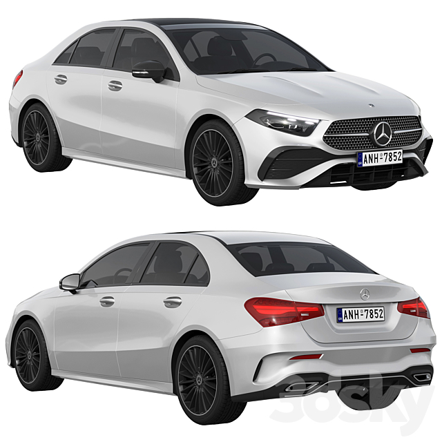 Mercedes-Benz A-Class Sedan AMG 2023 3ds Max - thumbnail 1