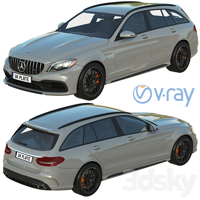 Mercedes Benz AMG C63 Estate 3DS Max Model - thumbnail 2