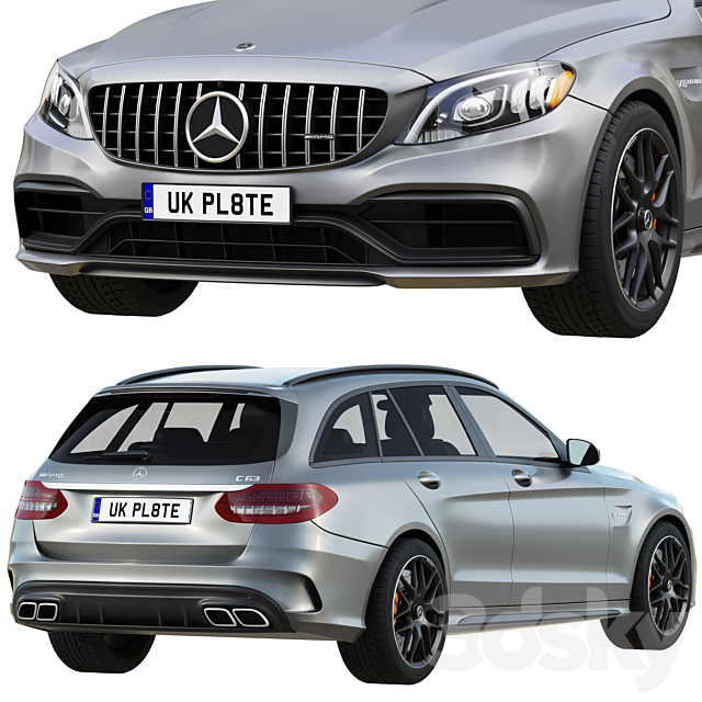 Mercedes Benz AMG C63 Estate 3DS Max Model - thumbnail 4