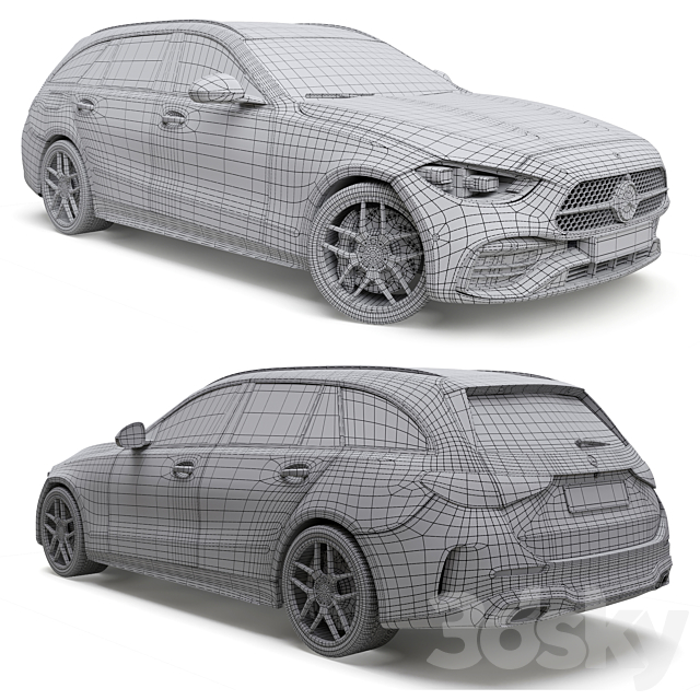 Mercedes-Benz C-Class state 2022 3DS Max Model - thumbnail 6