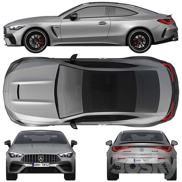 Mercedes-Benz CLE53 AMG Coupe 3ds Max - thumbnail 3