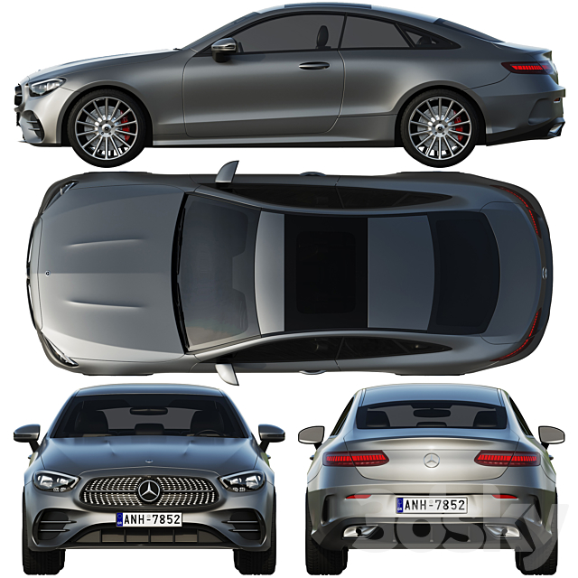 Mercedes-Benz E-Class Coupe AMG-Line 2021 3DS Max Model - thumbnail 3