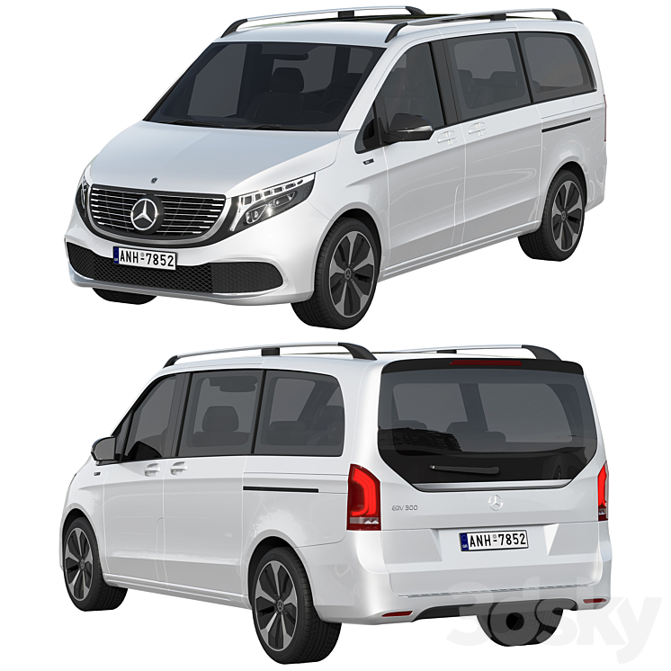 Mercedes-Benz EQV 3DS Max Model - thumbnail 2