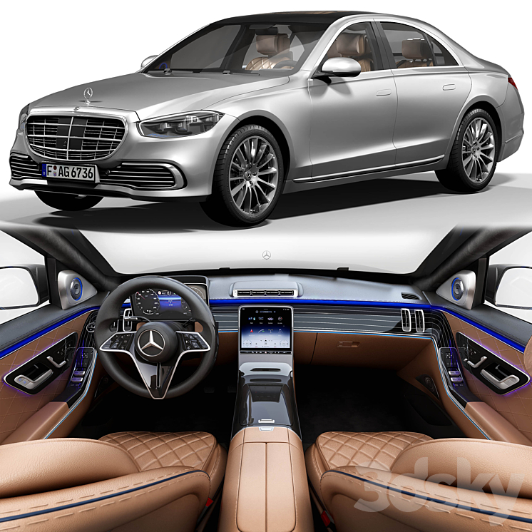 Mercedes-benz S400d 2021 3DS Max Model - thumbnail 1