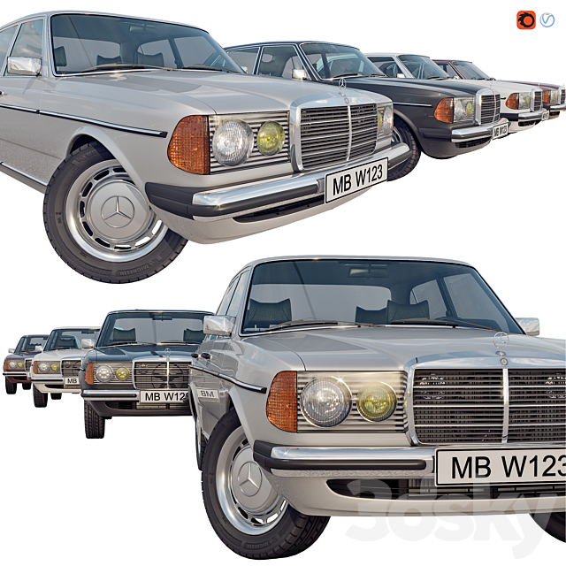 Mercedes benz W123 3DSMax File - thumbnail 3