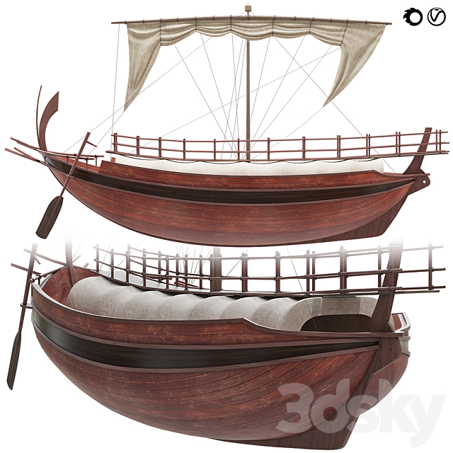 Merchant Greek ship 3ds Max - thumbnail 1