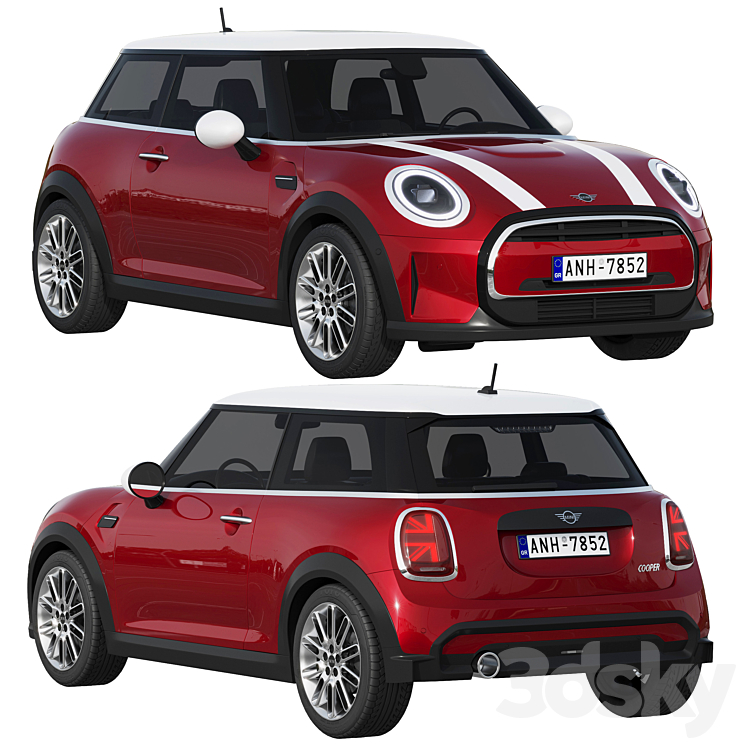 Mini Cooper 3-door 2022 3DS Max Model - thumbnail 1