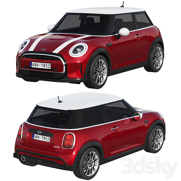 Mini Cooper 3-door 2022 3DS Max Model - thumbnail 2