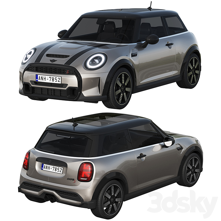 Mini Cooper S 3-door 2022 3DS Max - thumbnail 2