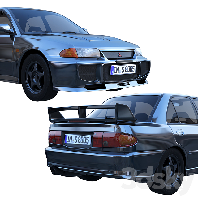 Mitsubishi Lancer Evolution 3DS Max Model - thumbnail 2