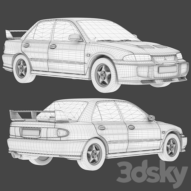 Mitsubishi Lancer Evolution 3DS Max Model - thumbnail 3