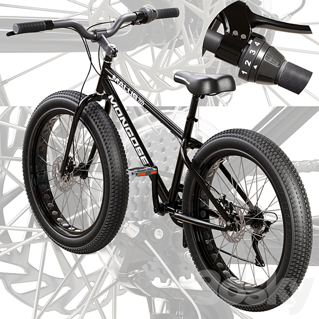 Mongoose Malus Mens and Women Fat Tire Mountain Bike 3DS Max Model - thumbnail 5