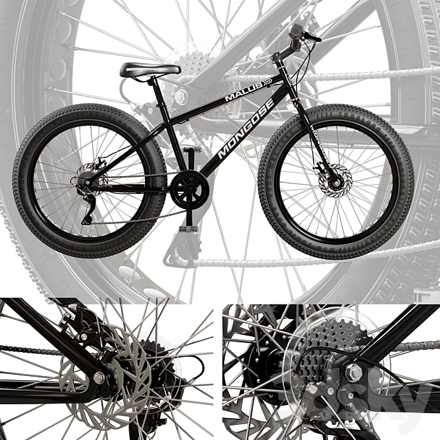 Mongoose Malus Mens and Women Fat Tire Mountain Bike 3DS Max Model - thumbnail 6