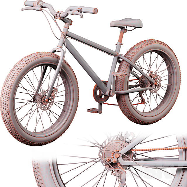 Mongoose Malus Mens and Women Fat Tire Mountain Bike 3DS Max Model - thumbnail 7