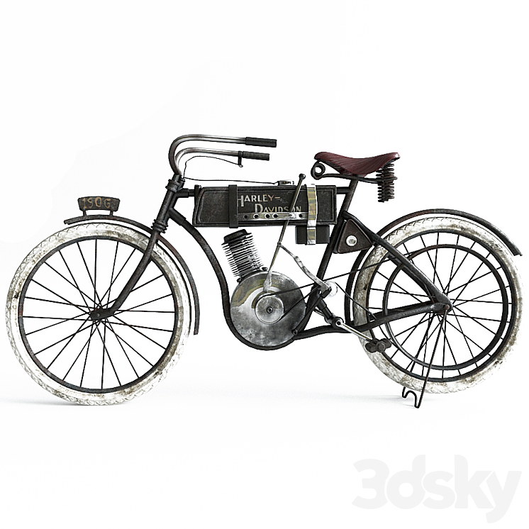 Motorbike Harley-Davidson in 1906 3DS Max - thumbnail 1