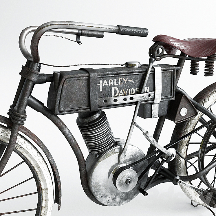 Motorbike Harley-Davidson in 1906 3DS Max - thumbnail 2