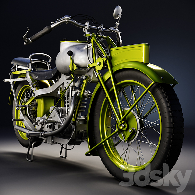 motorcycle MGC 350cc 1930 3DS Max Model - thumbnail 2