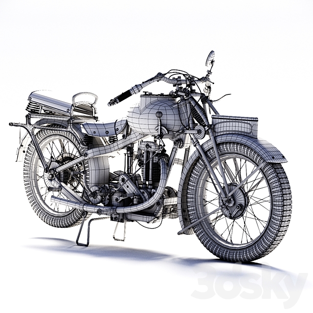 motorcycle MGC 350cc 1930 3DS Max Model - thumbnail 3