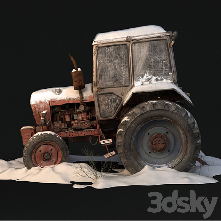 Old tractor 3DS Max - thumbnail 1