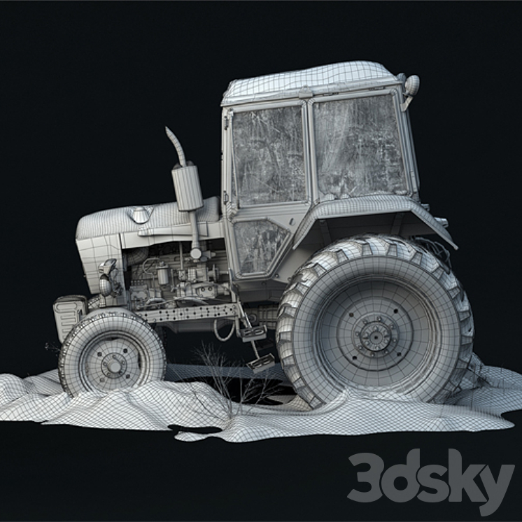 Old tractor 3DS Max - thumbnail 2