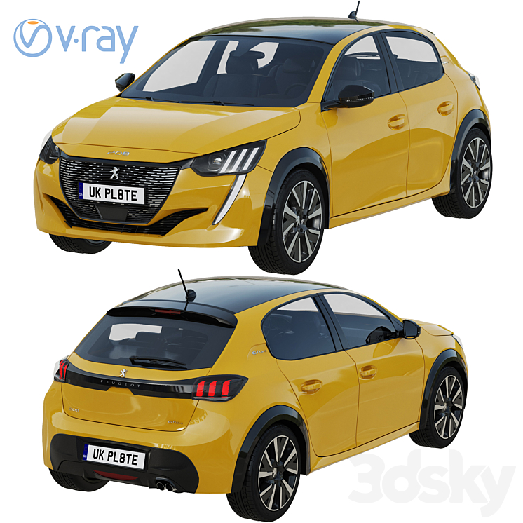 Peugeot 208 2021 3DS Max - thumbnail 2