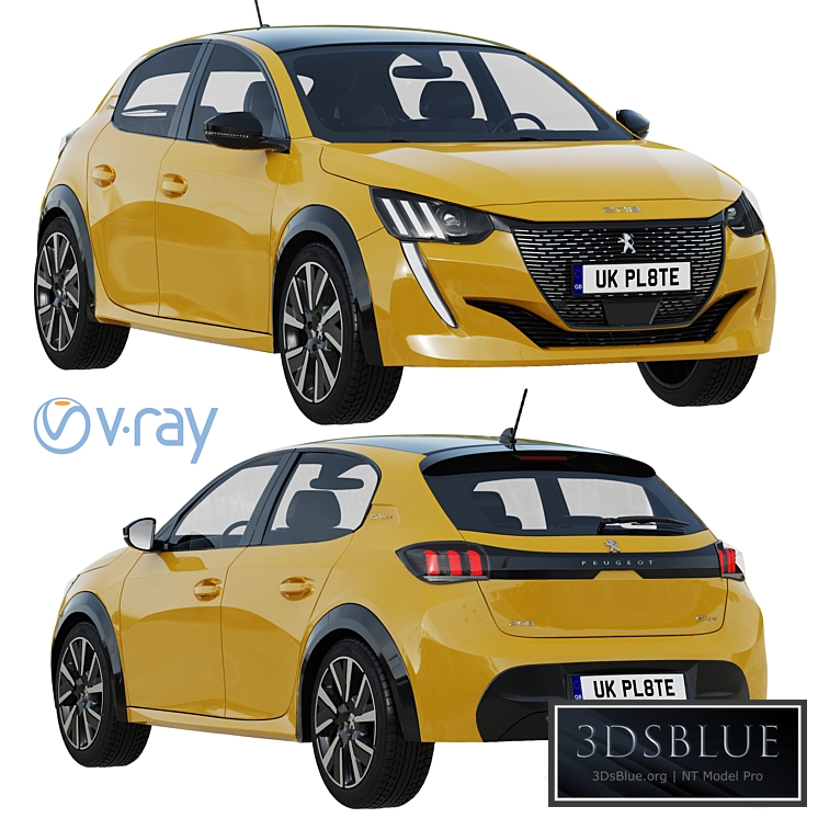 Peugeot 208 2021 3DS Max - thumbnail 3