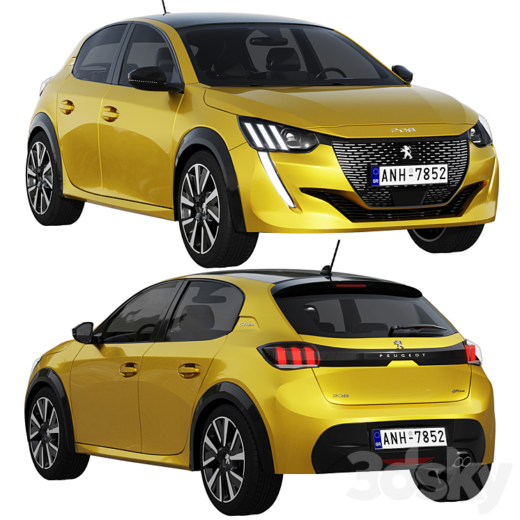 Peugeot 208 2021 3DS Max - thumbnail 1