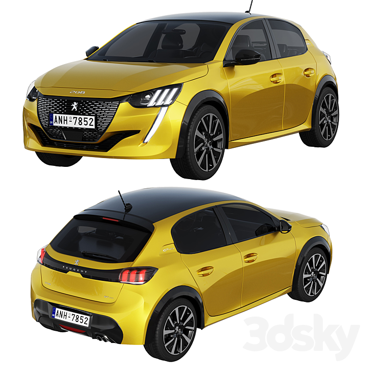 Peugeot 208 2021 3DS Max - thumbnail 2