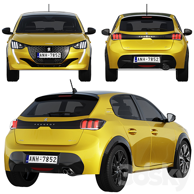 Peugeot 208 2021 3DS Max Model - thumbnail 3